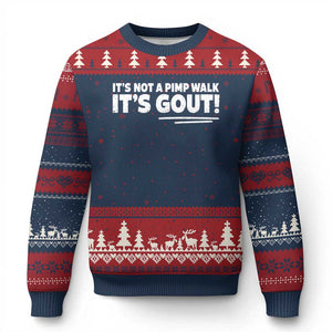 It Is Not A Pimp Walk It Is Gout Ugly Christmas Sweater Old Man Medical Humor TS11 Navy Red Print Your Wear