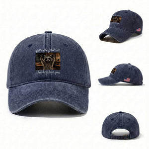 Y'all Were Feral But I Lowkey Love You Washed Cotton Baseball Cap Funny Raccoon Teacher TS11 Washed Cap Universal Fit Navy Print Your Wear
