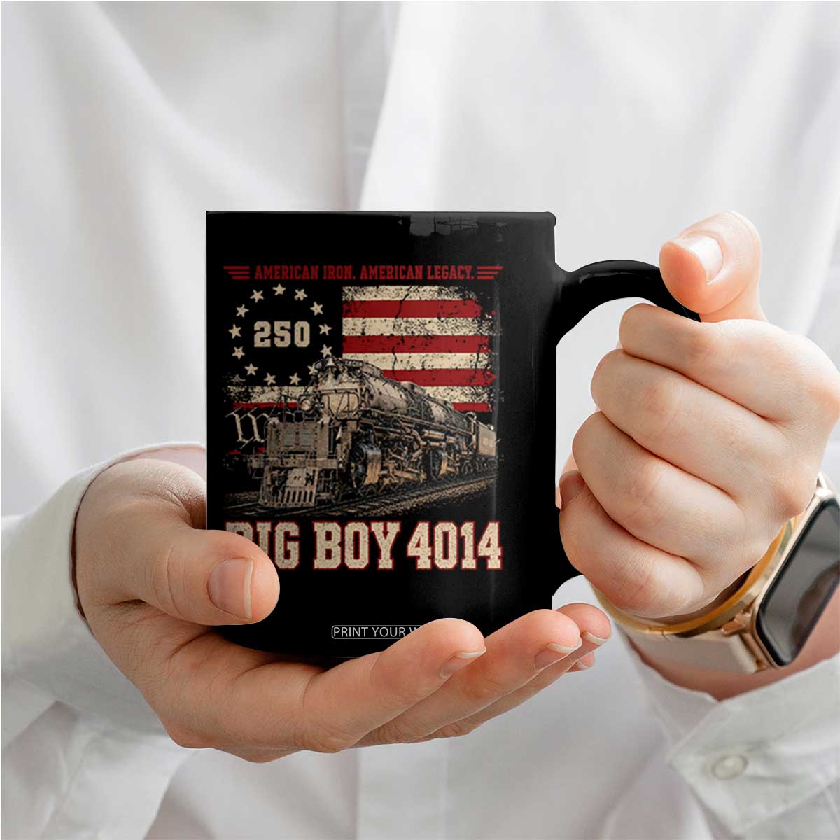 Train USA 250th Anniversary Coffee Mug American Iron Legacy Steam Locomotive Railroad Train Engine TS11 Print Your Wear
