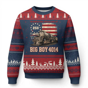 Train USA 250th Anniversary Ugly Christmas Sweater American Iron Legacy Steam Locomotive Railroad Train Engine TS11 Navy Red Print Your Wear