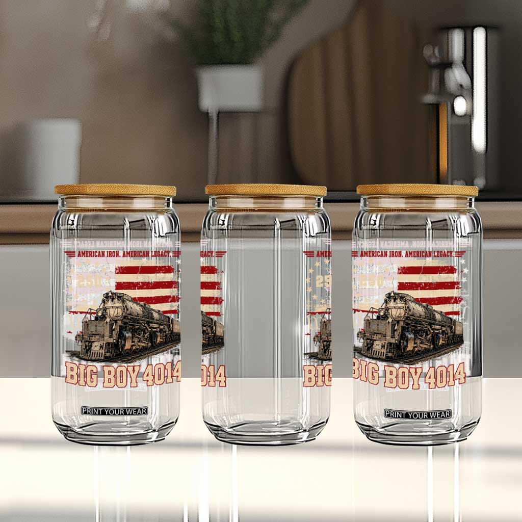 Train USA 250th Anniversary Glass Can American Iron Legacy Steam Locomotive Railroad Train Engine TS11 Print Your Wear