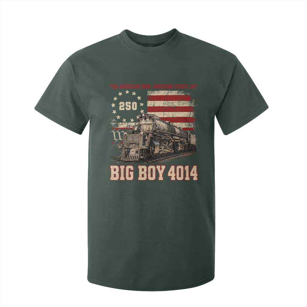 Train USA 250th Anniversary T Shirt For Kid American Iron Legacy Steam Locomotive Railroad Train Engine TS11 Dark Forest Green Print Your Wear