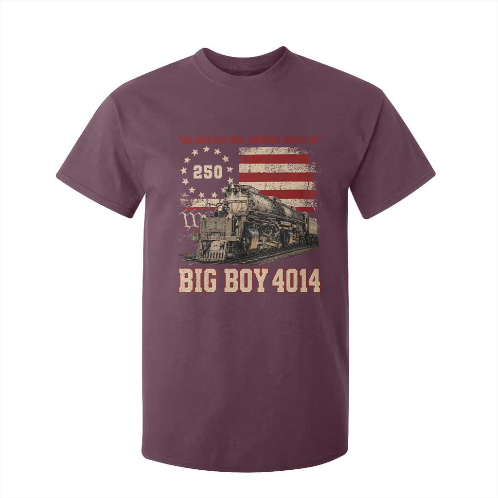 Train USA 250th Anniversary T Shirt For Kid American Iron Legacy Steam Locomotive Railroad Train Engine TS11 Maroon Print Your Wear