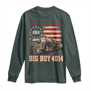 Train USA 250th Anniversary Long Sleeve Shirt American Iron Legacy Steam Locomotive Railroad Train Engine TS11 Dark Forest Green Print Your Wear