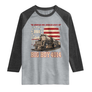 Train USA 250th Anniversary Raglan Shirt American Iron Legacy Steam Locomotive Railroad Train Engine TS11 Heather Gray Heather Charcoal Print Your Wear