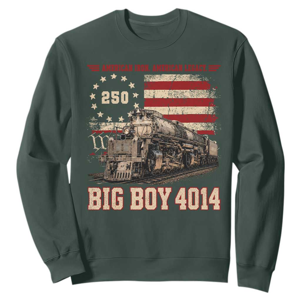 Train USA 250th Anniversary Sweatshirt American Iron Legacy Steam Locomotive Railroad Train Engine TS11 Dark Forest Green Print Your Wear