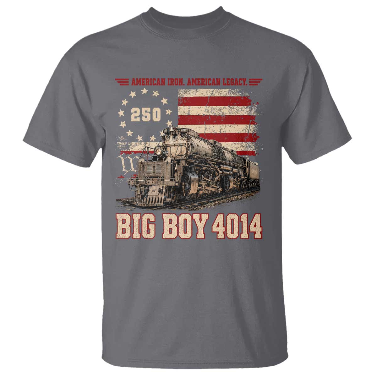 Train USA 250th Anniversary T Shirt American Iron Legacy Steam Locomotive Railroad Train Engine TS11 Charcoal Print Your Wear