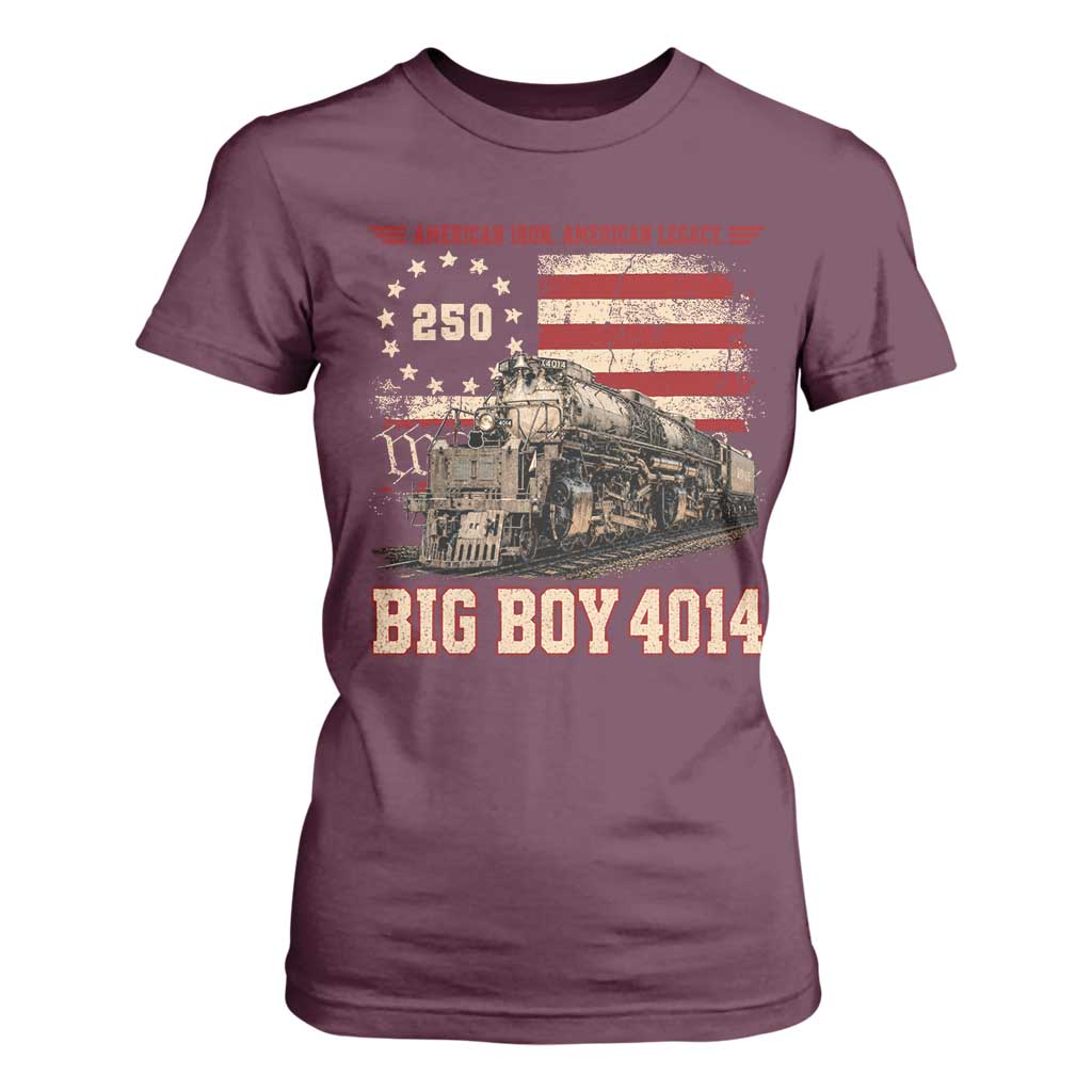 Train USA 250th Anniversary T Shirt For Women American Iron Legacy Steam Locomotive Railroad Train Engine TS11 Maroon Print Your Wear