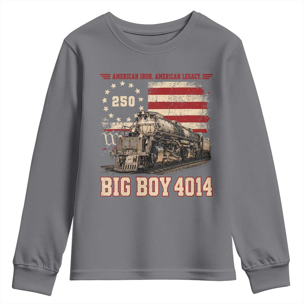 Train USA 250th Anniversary Youth Sweatshirt American Iron Legacy Steam Locomotive Railroad Train Engine TS11 Charcoal Print Your Wear