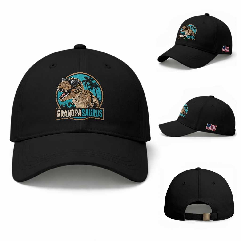 Dinosaur Grandfather Baseball Cap Funny Grandpasaurus Fathers Day Family Matching TS11 Baseball Cap Universal Fit Black Print Your Wear