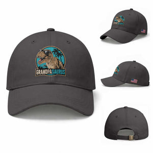 Dinosaur Grandfather Baseball Cap Funny Grandpasaurus Fathers Day Family Matching TS11 Baseball Cap Universal Fit Dark Gray Print Your Wear