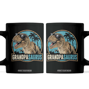 Dinosaur Grandfather Coffee Mug Funny Grandpasaurus Fathers Day Family Matching TS11 Black Print Your Wear