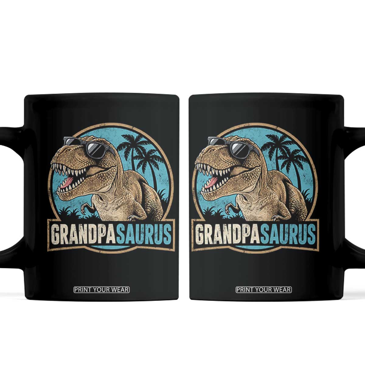 Dinosaur Grandfather Coffee Mug Funny Grandpasaurus Fathers Day Family Matching TS11 Black Print Your Wear