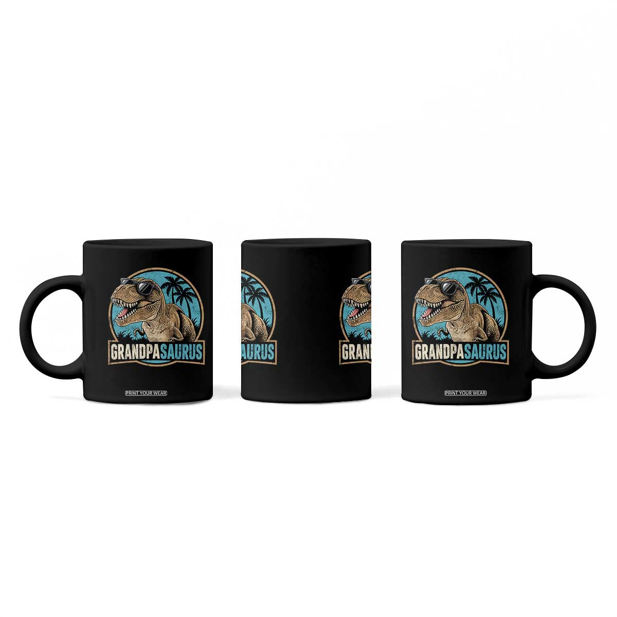 Dinosaur Grandfather Coffee Mug Funny Grandpasaurus Fathers Day Family Matching TS11 Print Your Wear