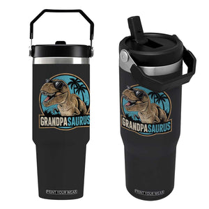 Dinosaur Grandfather Flip Straw Tumbler Funny Grandpasaurus Fathers Day Family Matching TS11 One Size: 30 oz Black Print Your Wear