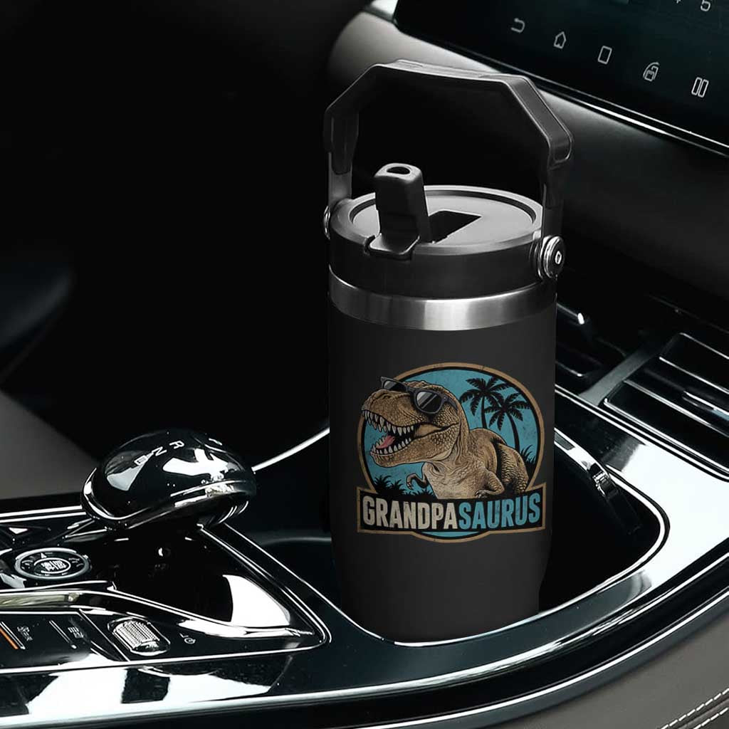 Dinosaur Grandfather Flip Straw Tumbler Funny Grandpasaurus Fathers Day Family Matching TS11 Print Your Wear
