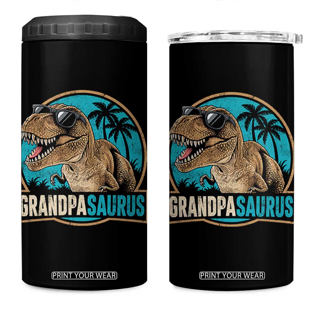 Dinosaur Grandfather 4 in 1 Can Cooler Tumbler Funny Grandpasaurus Fathers Day Family Matching TS11 One Size: 16 oz Black Print Your Wear