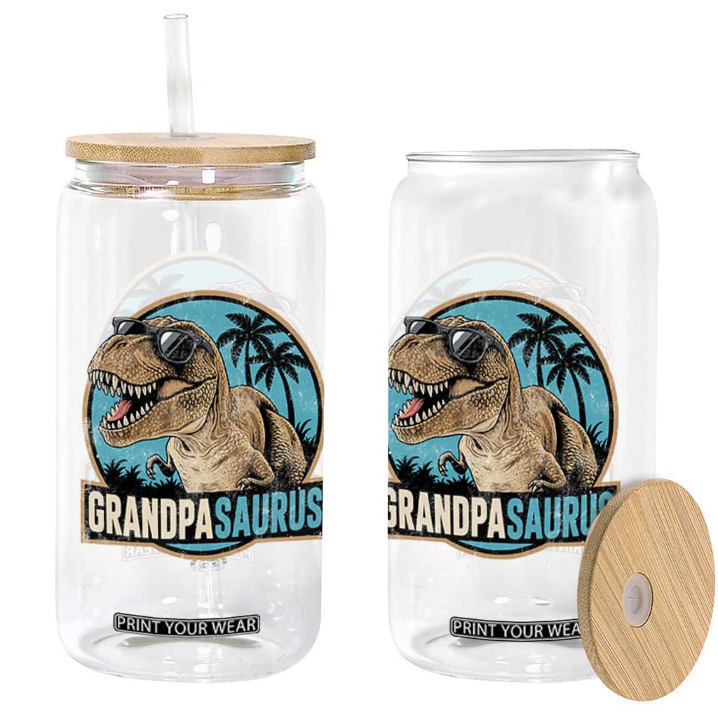 Dinosaur Grandfather Glass Can Funny Grandpasaurus Fathers Day Family Matching TS11 Print Your Wear