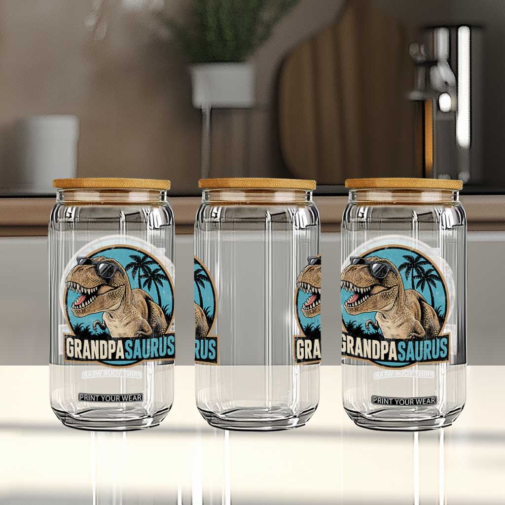 Dinosaur Grandfather Glass Can Funny Grandpasaurus Fathers Day Family Matching TS11 Print Your Wear