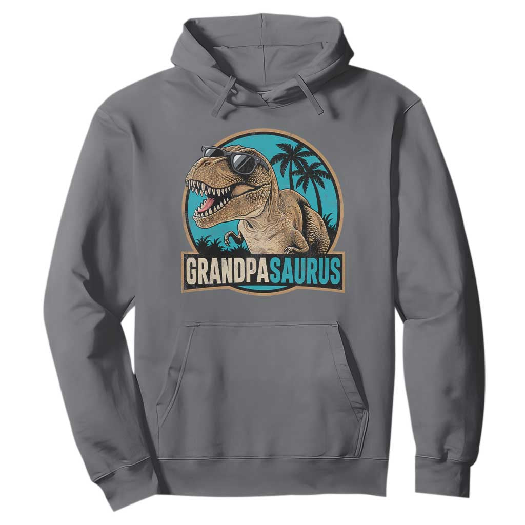 Dinosaur Grandfather Hoodie Funny Grandpasaurus Fathers Day Family Matching TS11 Charcoal Print Your Wear