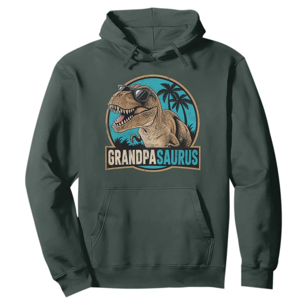 Dinosaur Grandfather Hoodie Funny Grandpasaurus Fathers Day Family Matching TS11 Dark Forest Green Print Your Wear