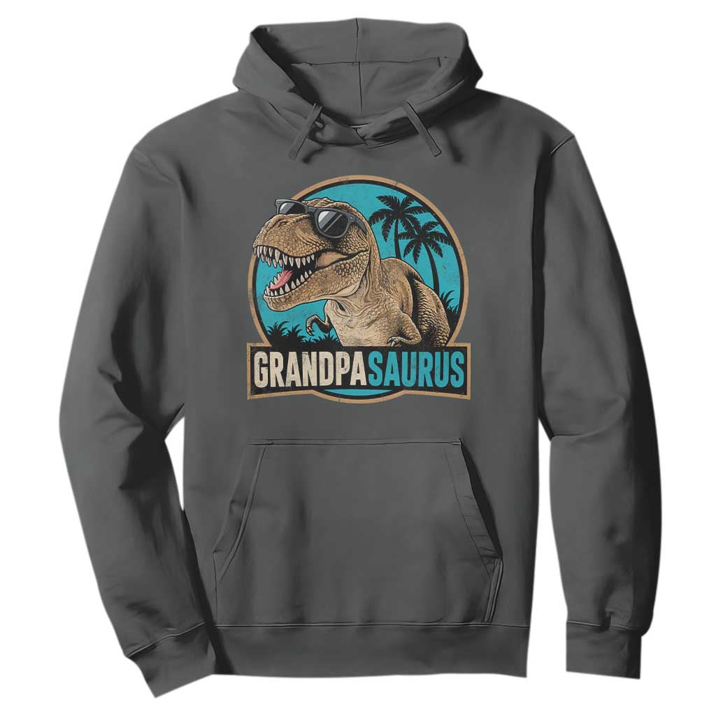 Dinosaur Grandfather Hoodie Funny Grandpasaurus Fathers Day Family Matching TS11 Dark Heather Print Your Wear