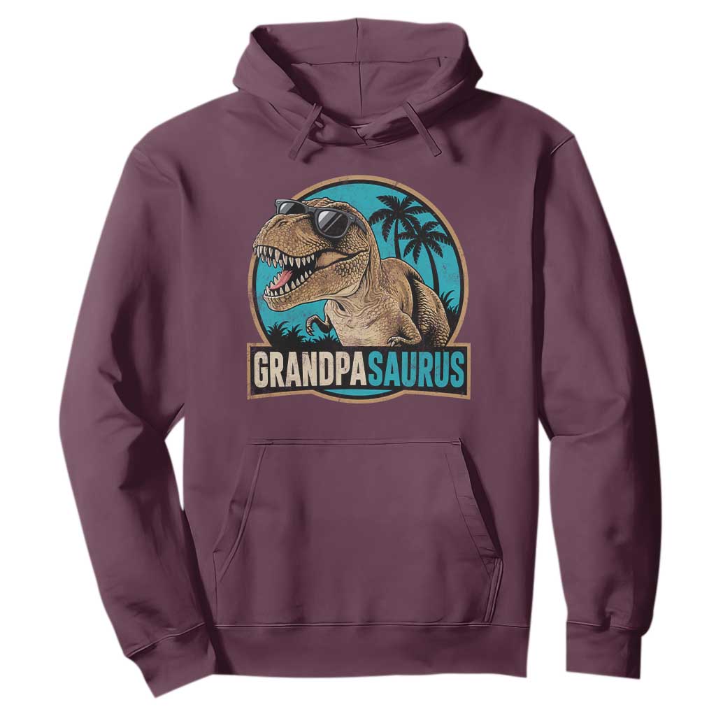 Dinosaur Grandfather Hoodie Funny Grandpasaurus Fathers Day Family Matching TS11 Maroon Print Your Wear