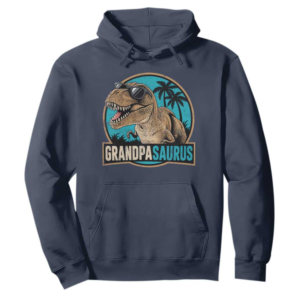 Dinosaur Grandfather Hoodie Funny Grandpasaurus Fathers Day Family Matching TS11 Navy Print Your Wear