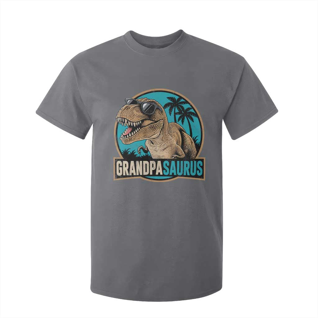 Dinosaur Grandfather T Shirt For Kid Funny Grandpasaurus Fathers Day Family Matching TS11 Charcoal Print Your Wear