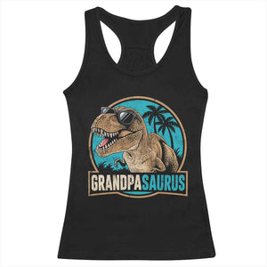 Dinosaur Grandfather Racerback Tank Top Funny Grandpasaurus Fathers Day Family Matching TS11 Black Print Your Wear