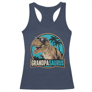 Dinosaur Grandfather Racerback Tank Top Funny Grandpasaurus Fathers Day Family Matching TS11 Navy Print Your Wear