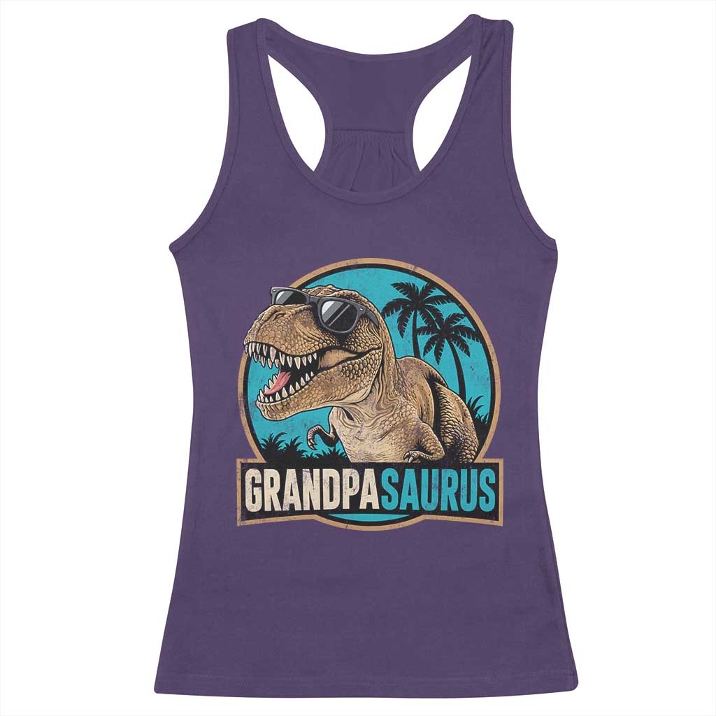 Dinosaur Grandfather Racerback Tank Top Funny Grandpasaurus Fathers Day Family Matching TS11 Purple Print Your Wear