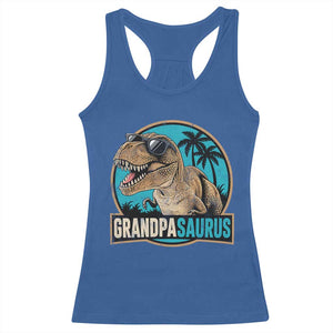 Dinosaur Grandfather Racerback Tank Top Funny Grandpasaurus Fathers Day Family Matching TS11 Royal Blue Print Your Wear