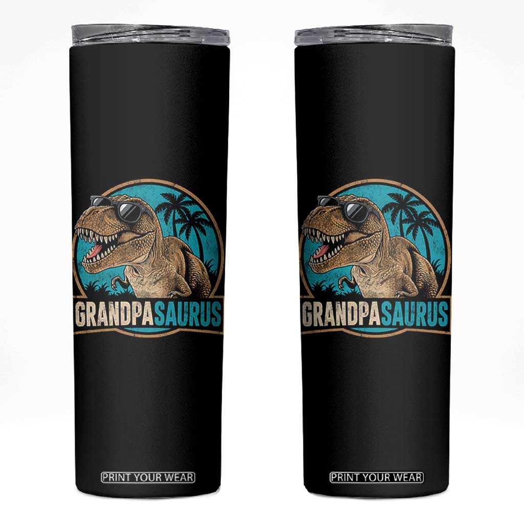 Dinosaur Grandfather Skinny Tumbler Funny Grandpasaurus Fathers Day Family Matching TS11 Black Print Your Wear