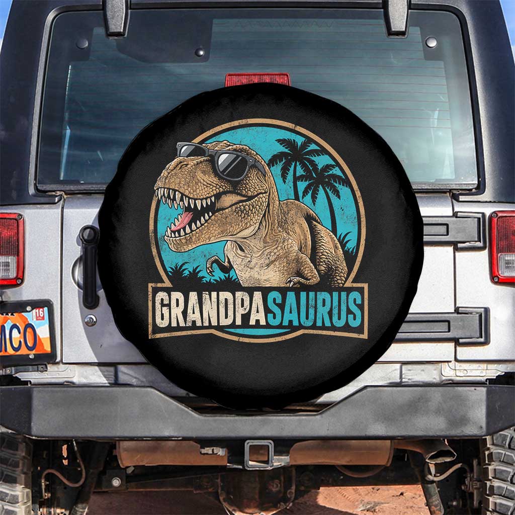 Dinosaur Grandfather Spare Tire Cover Funny Grandpasaurus Fathers Day Family Matching TS11 No hole Black Print Your Wear