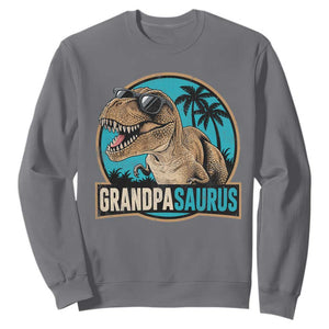 Dinosaur Grandfather Sweatshirt Funny Grandpasaurus Fathers Day Family Matching TS11 Charcoal Print Your Wear