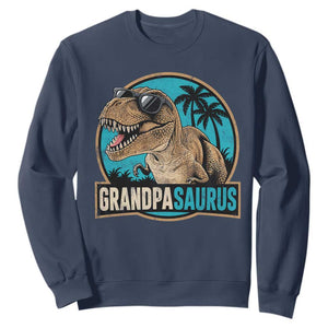 Dinosaur Grandfather Sweatshirt Funny Grandpasaurus Fathers Day Family Matching TS11 Navy Print Your Wear