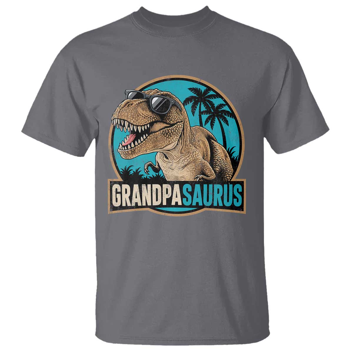 Dinosaur Grandfather T Shirt Funny Grandpasaurus Fathers Day Family Matching TS11 Charcoal Print Your Wear