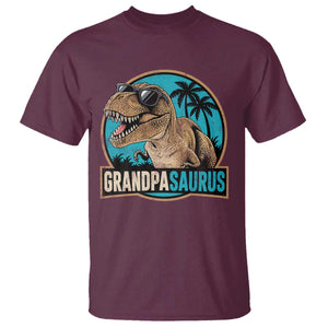 Dinosaur Grandfather T Shirt Funny Grandpasaurus Fathers Day Family Matching TS11 Maroon Print Your Wear