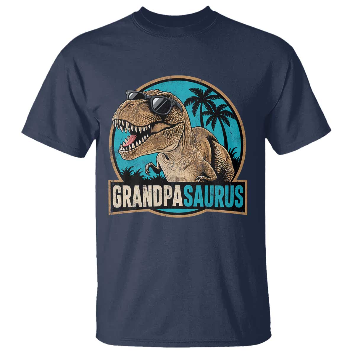 Dinosaur Grandfather T Shirt Funny Grandpasaurus Fathers Day Family Matching TS11 Navy Print Your Wear