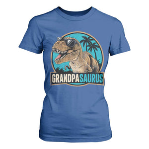 Dinosaur Grandfather T Shirt For Women Funny Grandpasaurus Fathers Day Family Matching TS11 Royal Blue Print Your Wear