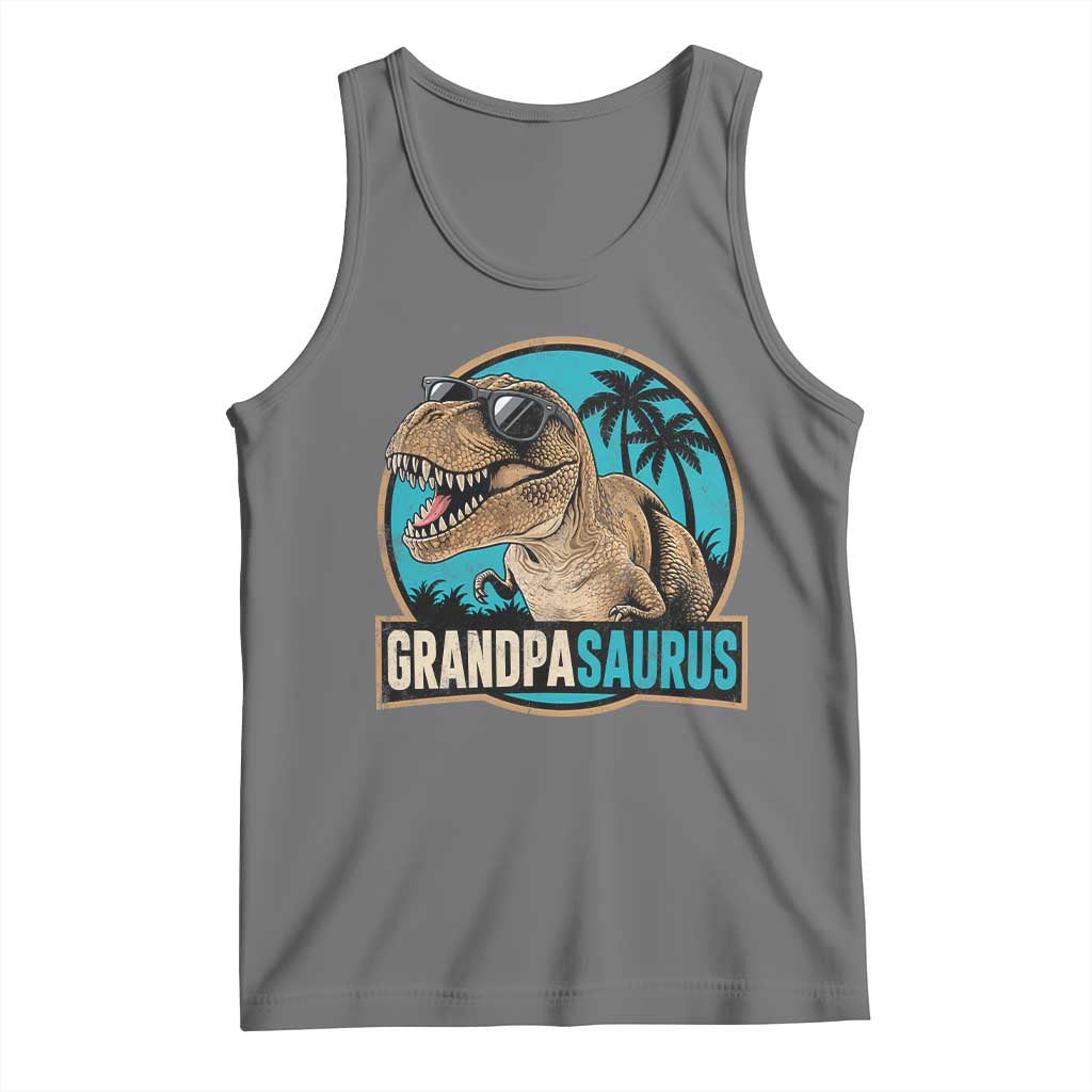 Dinosaur Grandfather Tank Top Funny Grandpasaurus Fathers Day Family Matching TS11 Black Heather Print Your Wear