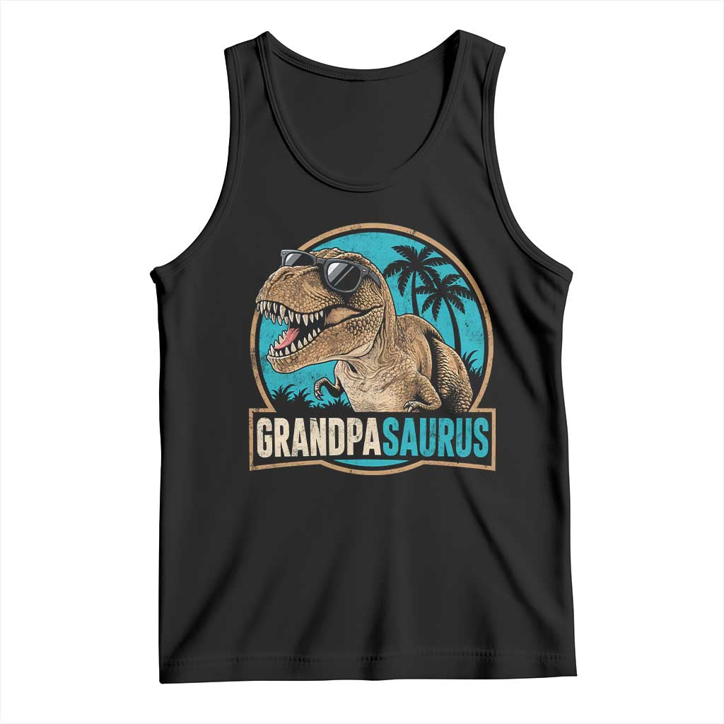 Dinosaur Grandfather Tank Top Funny Grandpasaurus Fathers Day Family Matching TS11 Black Print Your Wear