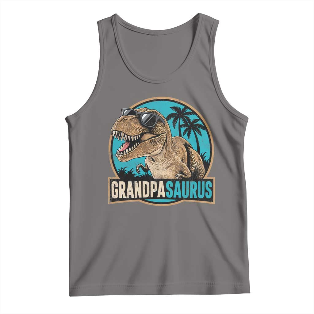 Dinosaur Grandfather Tank Top Funny Grandpasaurus Fathers Day Family Matching TS11 Deep Heather Print Your Wear