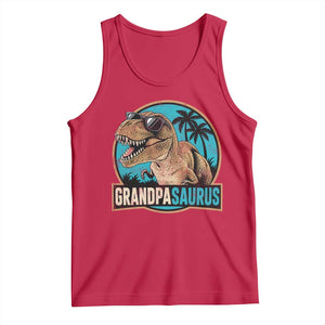 Dinosaur Grandfather Tank Top Funny Grandpasaurus Fathers Day Family Matching TS11 Red Print Your Wear