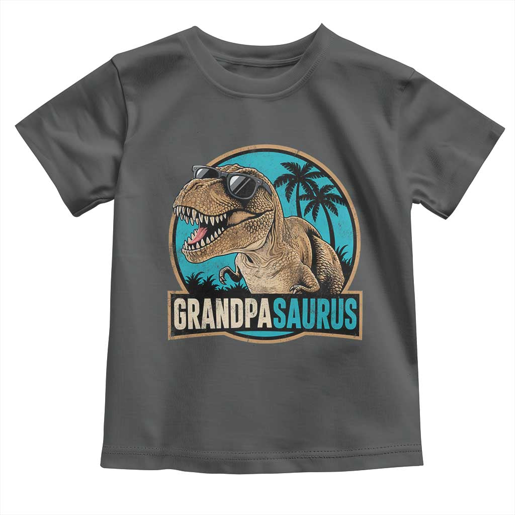 Dinosaur Grandfather Toddler T Shirt Funny Grandpasaurus Fathers Day Family Matching TS11 Dark Heather Print Your Wear