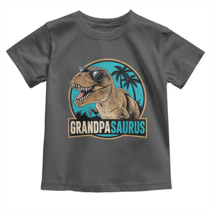 Dinosaur Grandfather Toddler T Shirt Funny Grandpasaurus Fathers Day Family Matching TS11 Dark Heather Print Your Wear