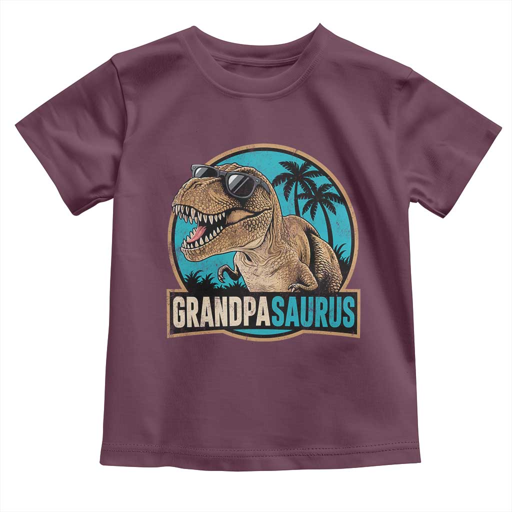 Dinosaur Grandfather Toddler T Shirt Funny Grandpasaurus Fathers Day Family Matching TS11 Maroon Print Your Wear