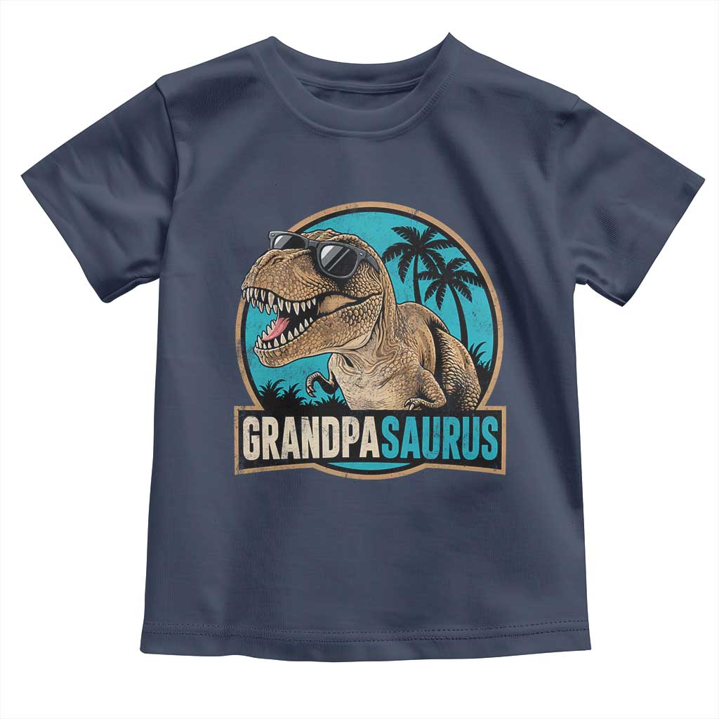 Dinosaur Grandfather Toddler T Shirt Funny Grandpasaurus Fathers Day Family Matching TS11 Navy Print Your Wear