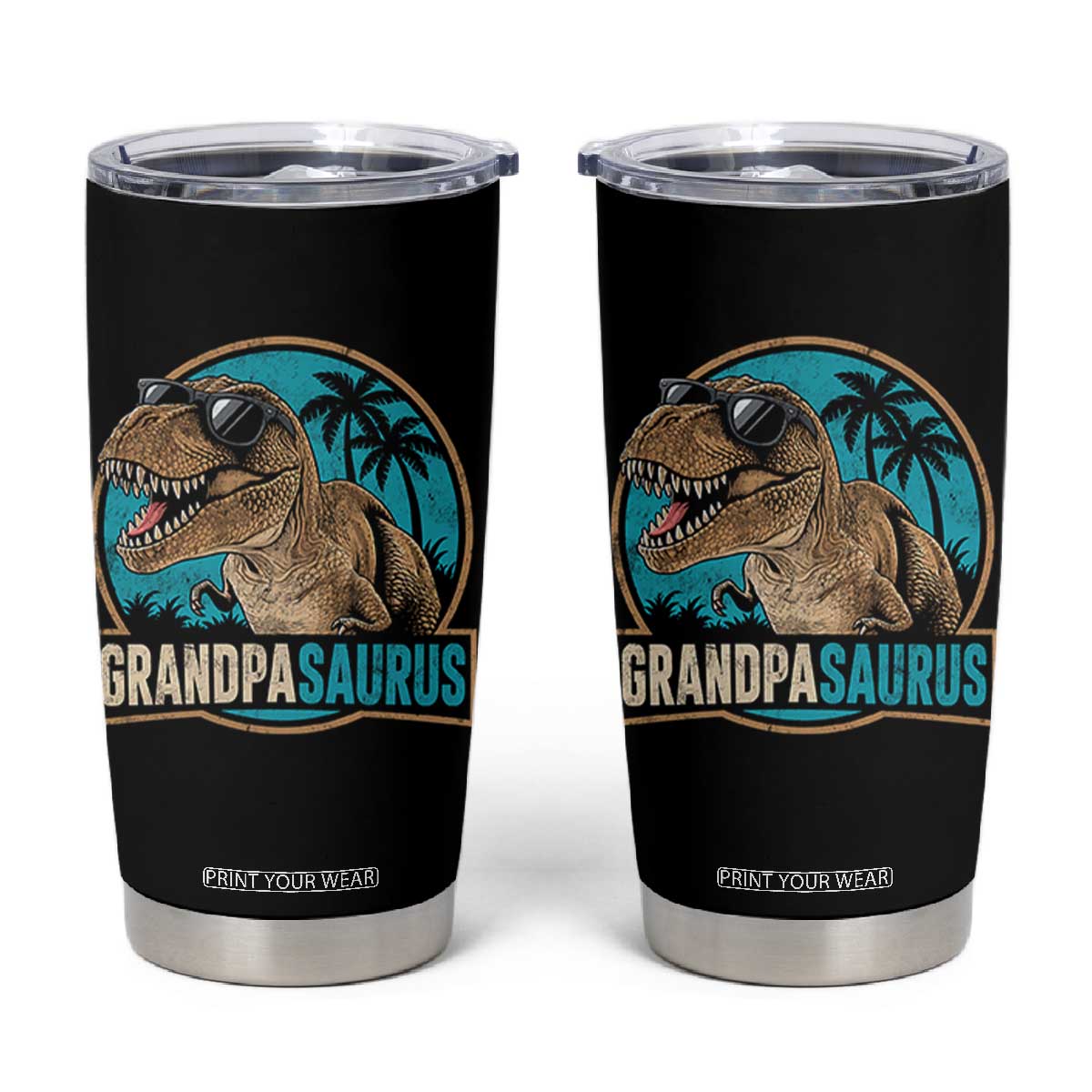 Dinosaur Grandfather Tumbler Cup Funny Grandpasaurus Fathers Day Family Matching TS11 Black Print Your Wear